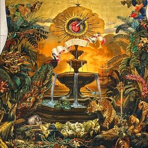 FAENA Scarf/Coverup/Tapestry-Silk-Made in Italy- “Amor” Artist Juan Gatti-65x53